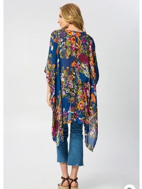 SAACHI Navy Floral Kimono Tunic